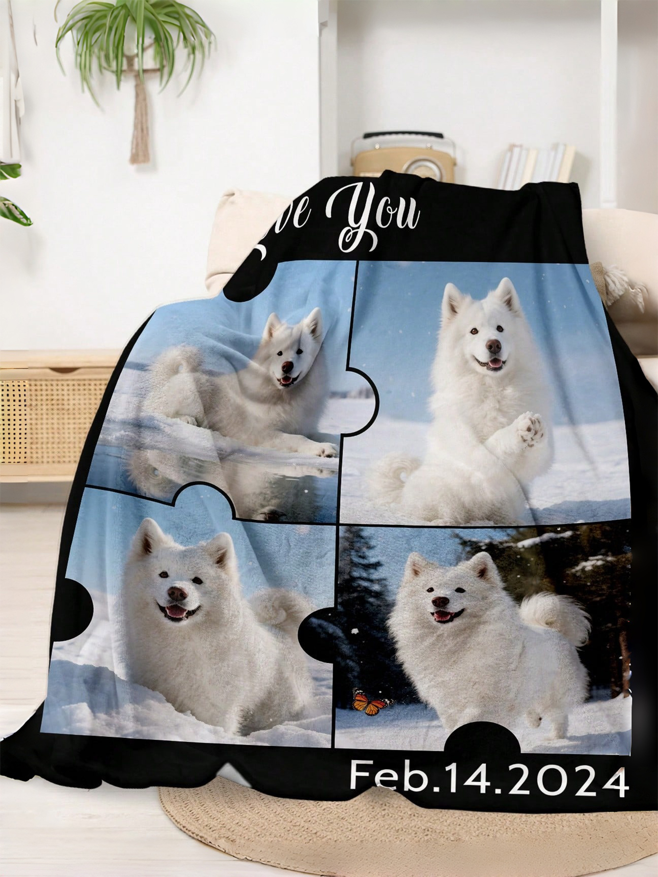 Custom Photo Flannel Blanket with Personalized Text Soft, Comfortable, and Warm Blanket The Perfect Valentine's Day Gift for Loved Ones